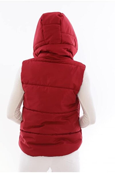 Intisimo Women's Quilted Hooded Vest, Burgundy - M