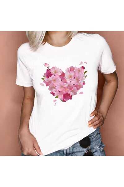Intisimo Tricou damă, bumbac, inimă petală roșie, alb - S