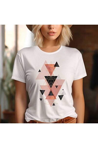 Intisimo Γυναικείο T-Shirt, Βαμβακερό, Ροζ Γεωμετρία, Λευκό - S