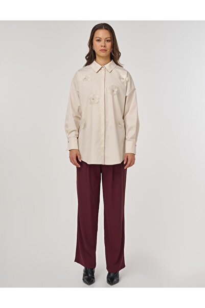 Kayra Κρέμα βαμβακερής τουνίκ με κέντημα λουλουδιών