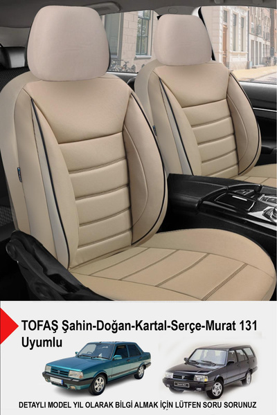 GM-DESIGN Jet Bej Deri Oto Koltuk Kılıfı (TOFAŞ Kartal-Şahin-Doğan-Serçe-Temp...