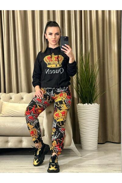 Intisimo Γυναικεία Φόρμα, 2 Τεμάχια, Queen, Μαύρο/Κόκκινο/Κίτρινο - S