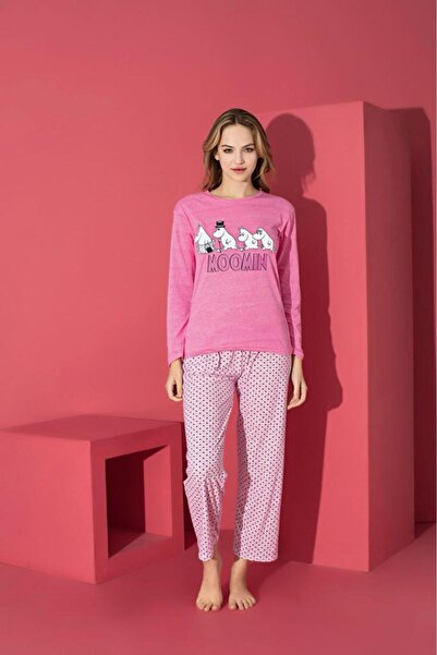 Intisimo Pijamale pentru femei, cu mânecă lungă, Momin, bumbac, roz - XXL