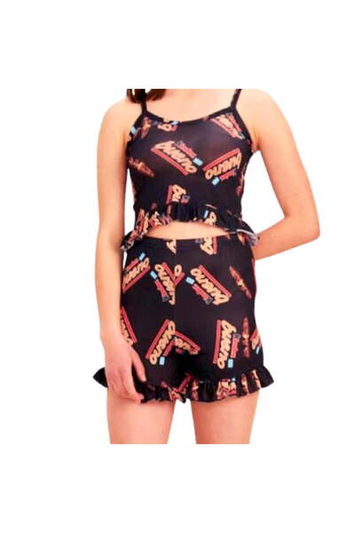 Intisimo Pijamale pentru femei, pantaloni scurți, maiou, Kinder Bueno, negru/roșu - XL