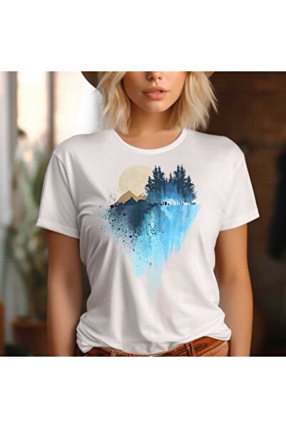 Intisimo Tricou damă, bumbac, artă montană, alb - S