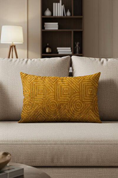 Sezyon Mira Desenli 30x50 Hardal Kırlent Kılıfı