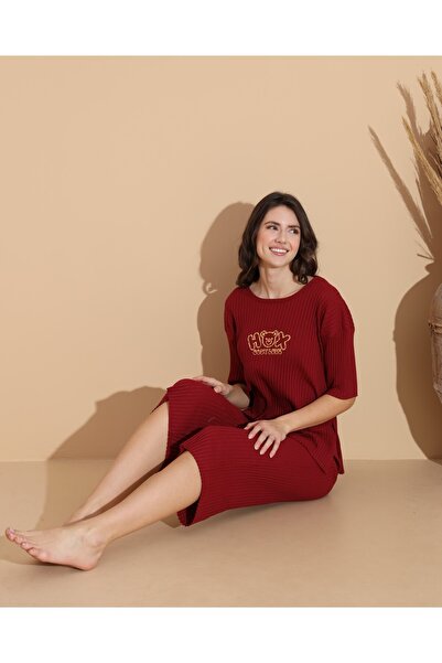 Intisimo Γυναικείες Πιτζάμες, Three Quarters, Βαμβακερές, Cosy Love, Μπορντό ...