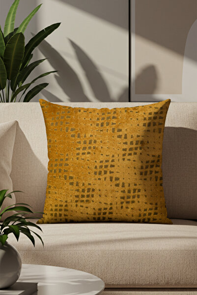 Sezyon Riva Desenli 50×50 Hardal Kırlent Kılıfı