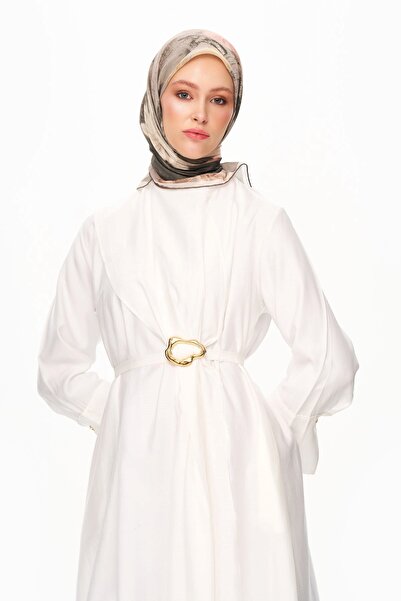 MOISCARF Fleur De Ciel Square Patterned Scarf Khaki