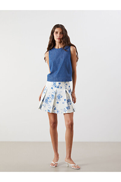 LC Waikiki Mini-fustă pliată cu flori cu fermoar în talie nou sezon - S5PS80Z8