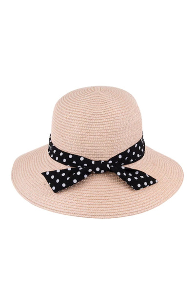 Intisimo Pălărie de plajă, femei, fundă cu buline, roz
