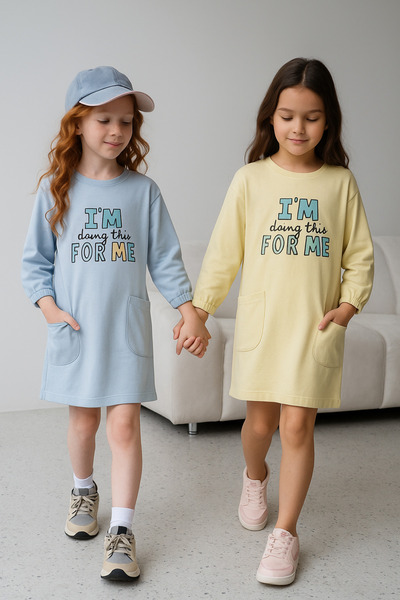 rg kidsstore Çocuk I'm Doing This For Me Printed Elbise