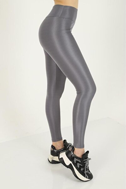 Intisimo Γυναικείο Κολάν, Slimfit, Γυαλιστερό, Βαμβάκι/Λύκρα, Γκρι - 3XL
