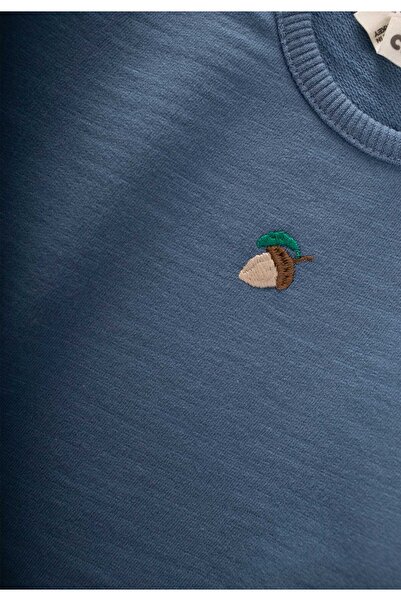 Cigit Bavlněná vyšívaná tepláková souprava 0-4 roky stará indigově modrá