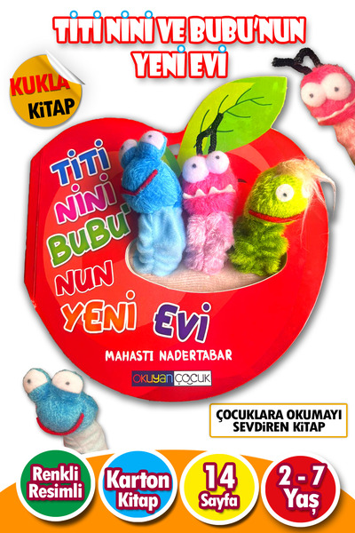 Harika Çocuk Yayınları 2 - 6 Yaş Eğitici Kuklalı Çocuk Kitabı - Titi Nini ve Bubu'nun Yeni Evi -Renkli Karton Masal -14 Say