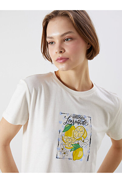 LC Waikiki Γυναικείο μπλουζάκι με στάμπα Crew Neck