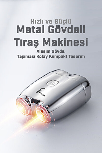 VERYFİT Şarj Edilebilir Tam Vücut Yıkanabilir Çift Kafalı Mini Taşınabilir Elektrikli Tıraş Makinesi