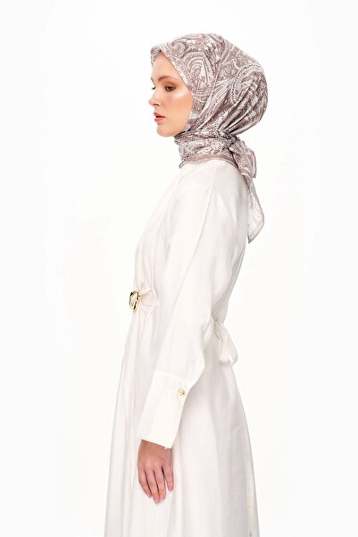 MOISCARF Elegance Celeste Superior Μαλακό Τετράγωνο Φουλάρι με έθνικ σχέδιο Μπεζ