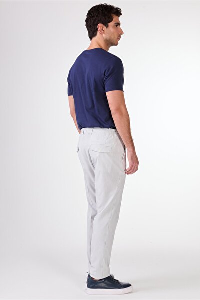 Dufy Lacivert Erkek Slim Fit Çizgili Pantolon