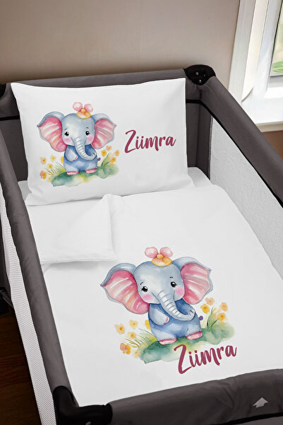 Exclusive 75x120 Park Bed Crib Duvet Cover Set Floral Baby Elephant