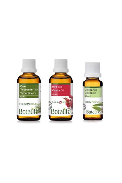 Botalife Çam Terebentin Yağı Hint Yağı Jojoba Yağı Üçlü Set