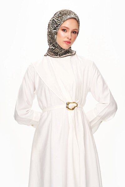 MOISCARF Κασκόλ Elegance Celeste Superior Soft Square με έθνικ σχέδιο χακί