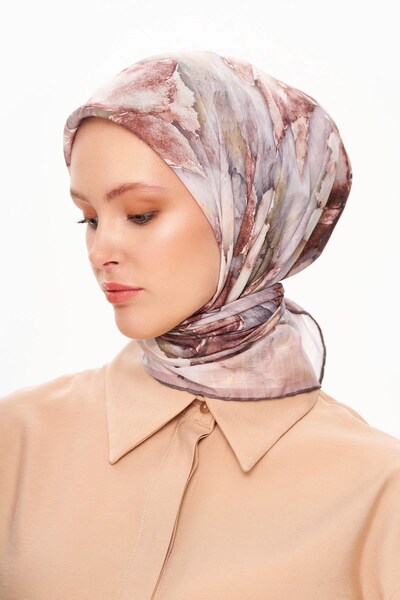 MOISCARF Eșarfă cu model de flori pătrate Fleur d'Ombre