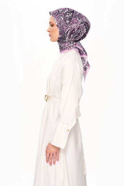 MOISCARF Elegance Celeste Superior Μαλακό Τετράγωνο Φουλάρι με έθνικ σχέδιο ροζ