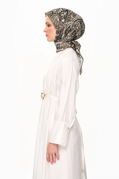 MOISCARF Κασκόλ Elegance Celeste Superior Soft Square με έθνικ σχέδιο χακί