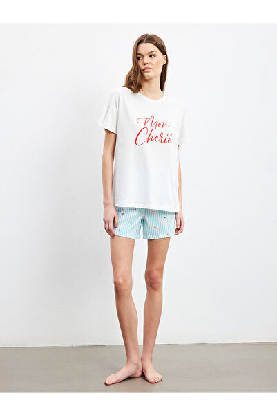 LC Waikiki Özmarka New Season Crew Neck Printed Women's Shorts Pajama Set