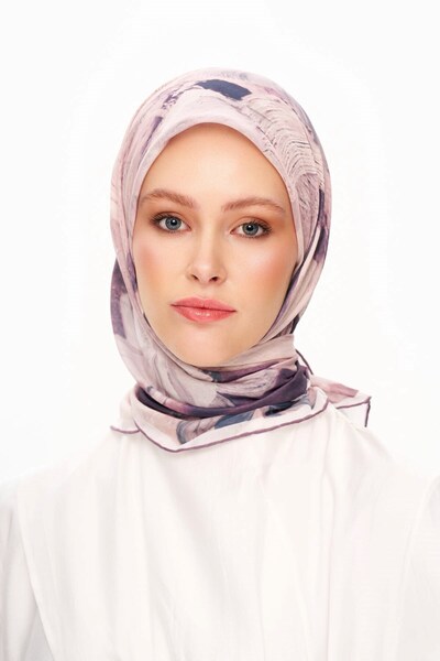 MOISCARF Eșarfă cu model pătrat Fleur de Ciel violet