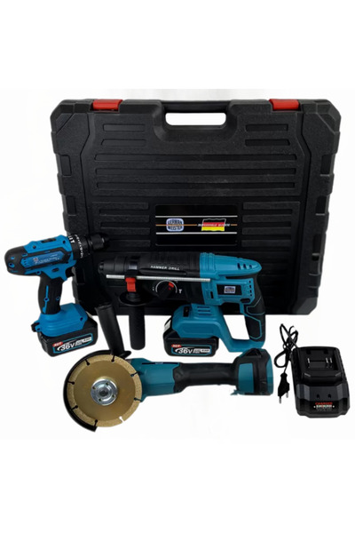 barste Professional set of 3 36V power tools, 2 batteries: Hammer, Flex, Self-tapping screw