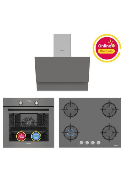 Simfer 4 Fonksiyon Trend Silver Dijital Power Turbo Ankastre Set ( Fırın + Oc...