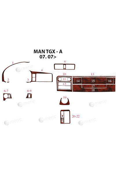 Marscockpitdesign غطاء التوربيدو TGX-Konsol للرجال 2007 22 قطعة