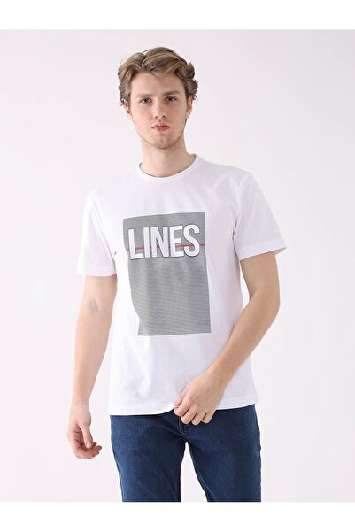 Dufy Beyaz Erkek Regular Fit Baskılı Casual O Yaka T-shirt - 94331