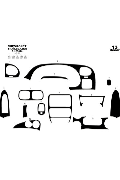 Marscockpitdesign تشيفي تريل بليزر كونسول-توربيدو 2002 13 قطعة