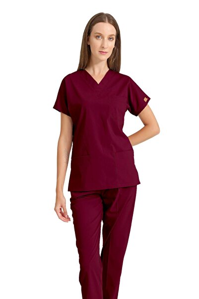 Brl Üniforma Bordo Likralı Doktor Ve Hemşire Forması Unisex Cerrahi Takım | Brl Scruble