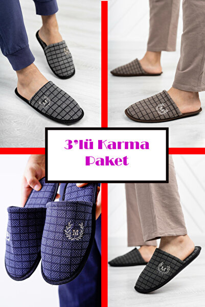 StWenn Συσκευασία με 3 Παντόφλες Εσωτερικού Χώρου Παντόφλες Προίκας Χειμερινές Παντόφλες Χωρίς Ηχητική Ελαφριά Σόλα