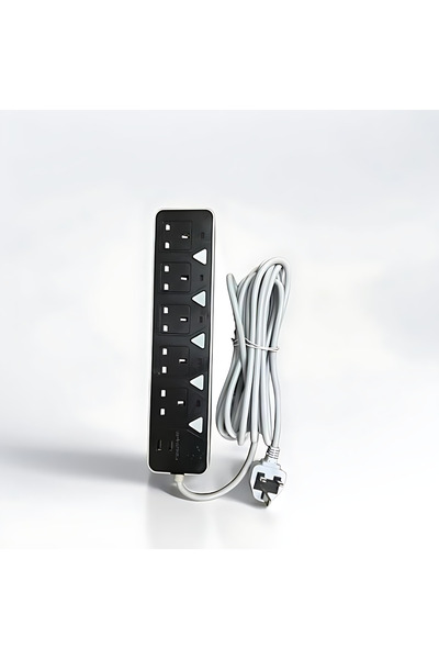 Geneic شريط طاقة بخمسة مقابس مع منفذي USB ومنفذ واحد من النوع C، سلك تمديد بطول 5 أمتار، بحد أقصى 2500 واط