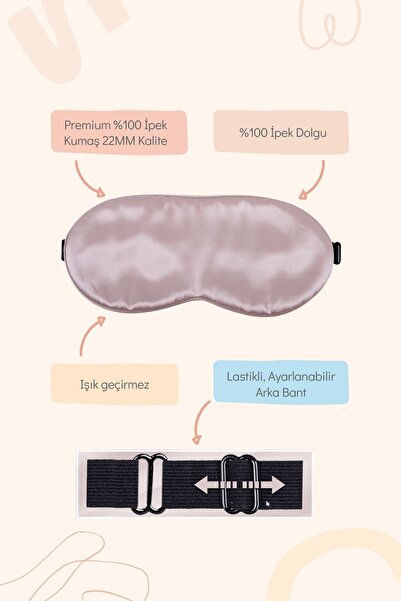 İpekshop Ipekshop Ipek Uyku Göz Bandı Lastik Ayarlanabilir Bantlı Saf Ipek Do...