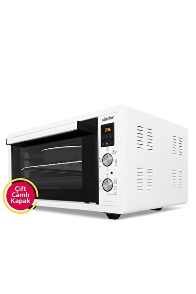 Simfer 4558 Beyaz 45 LT Turbo Fan Mini/Midi Fırın - 6 Fonksiyon, Dijital Ekran, Pop-Up Düğme,Yoğurt Yapma