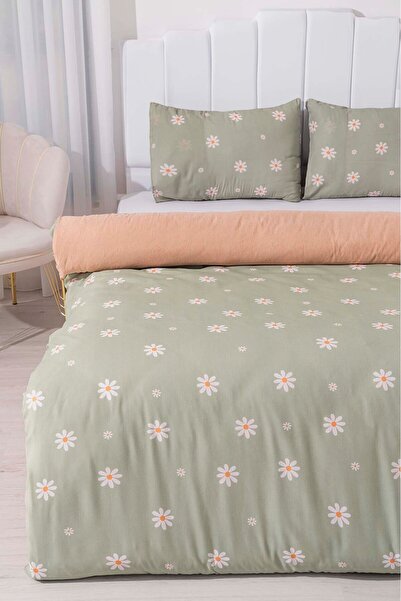 Rivaİstanbul Green Daisy Single Cotton Duvet Cover Set