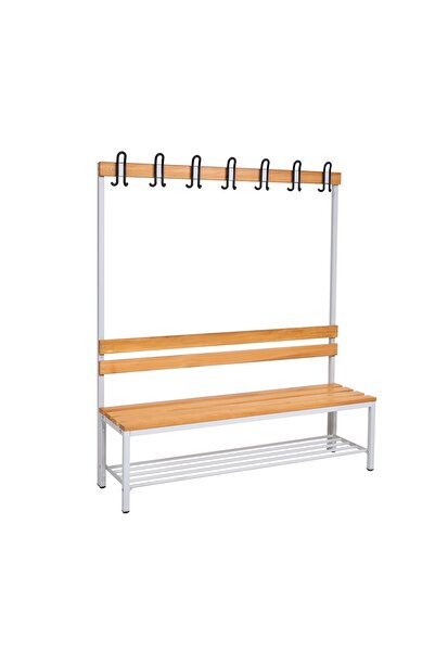 Ayakkabılıklı 4 Ayaklı Tek Taraflı Bank, Kanca Şeritli Bank, 7 Kanca, 150x43x170 cm, Spor Bankı