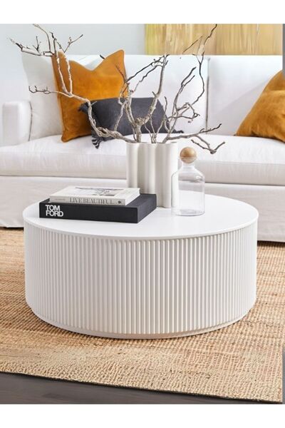 Gazzini Furniture Lunna İskandinav Yuvarlak Orta Sehpa