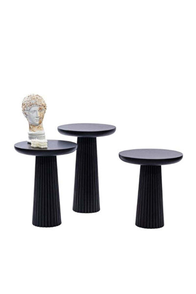 Gazzini Furniture Mira Bohem Üçlü Ahşap Zigon Sehpa