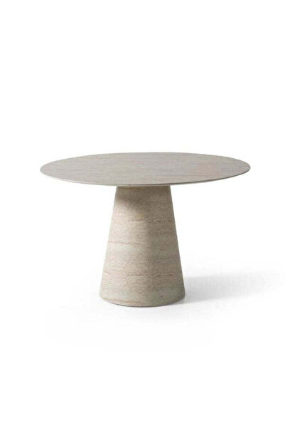 Gazzini Furniture Lucca Yuvarlak Traverten Masa, Konik 120x120