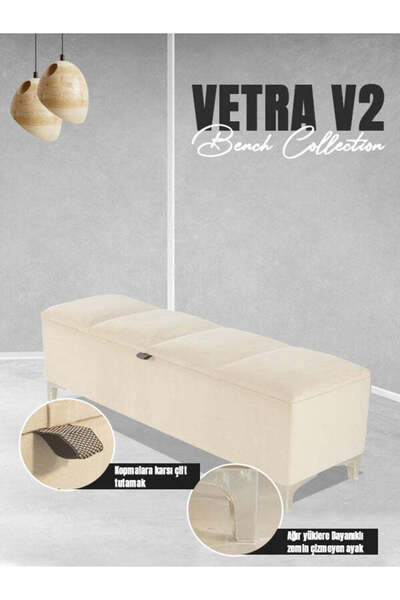 Gazzini Furniture Vetra V2 Sandıklı Bench Puf