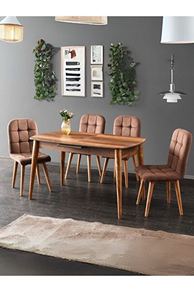 Gazzini Furniture Ludovica Fransız Retro Still Açılır Ceviz Yemek Masası 90x170