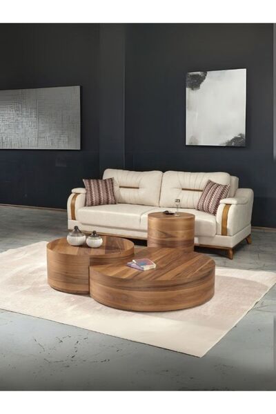 Gazzini Furniture Walnut Ceviz Orta Sehpa Takımı