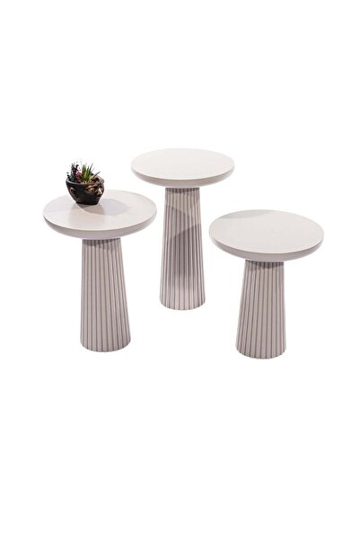 Gazzini Furniture Mira Bohem Üçlü Ahşap Zigon Sehpa